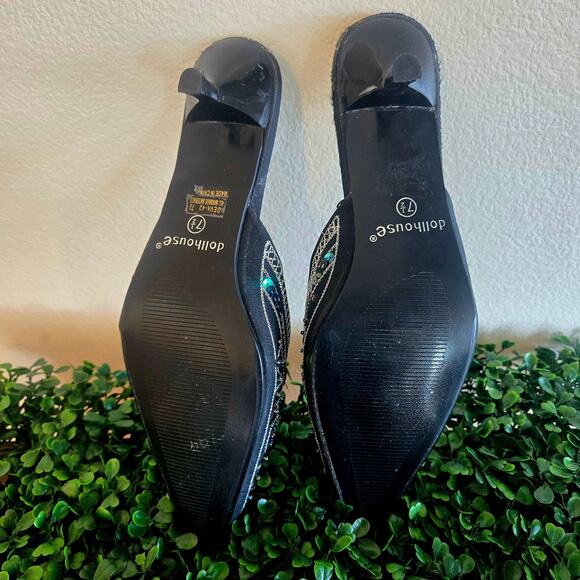 Vintage Embellished sequin and embroidery kitten mule with pointed toe Y2K - Picture 3 of 5